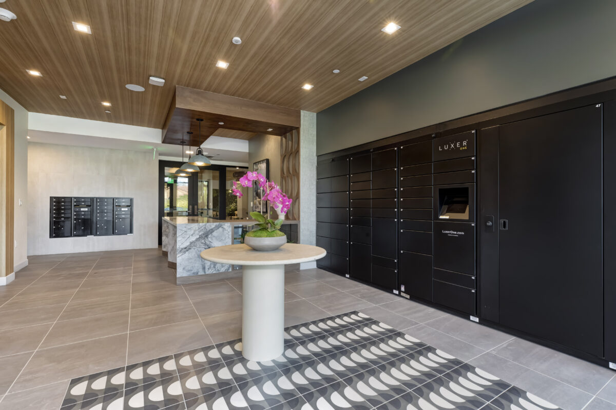mail room with package lockers