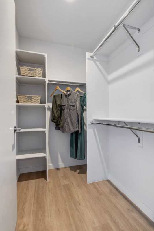 walk in closet with built in shelves and racks