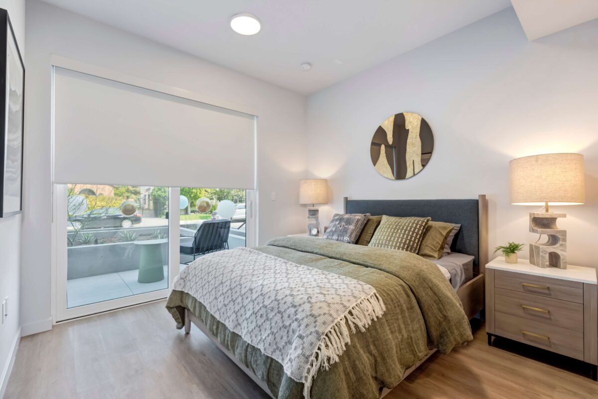 Bedroom with large windows